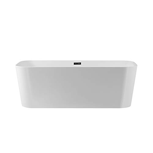 1700mm Acrylic Freestanding Bathtub Rectangle Slumber Edge Contemporary Stand Alone Soaking Tub Glossy White Drain & Overflow Assembly Included - NEOBATHTUBS