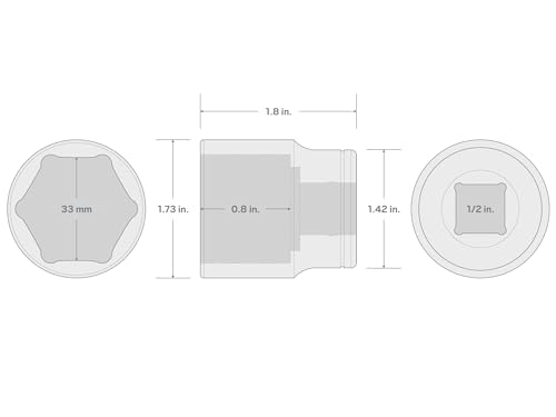 Image of TEKTON 1 /2 Inch Drive x 33 mm Shallow 6-Point Socket | SHD22133
