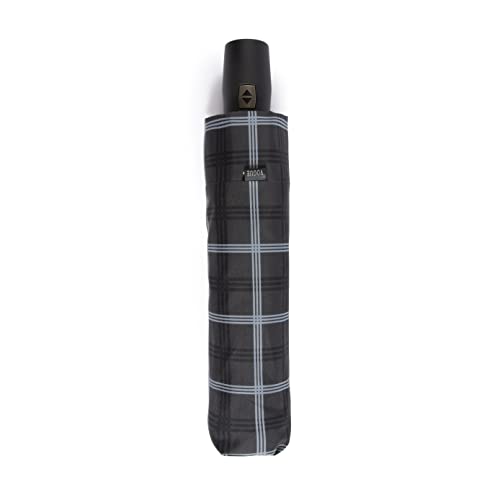 VOGUE Paraguas Caballero plegable elegante colección Geometric Sistema Anti-viento (Wind Proof). Duomatic, apertura y cierre automático. (Cuadros Gris)