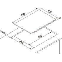 Piano cottura a induzione - CONTINENTAL EDISON - 4 fuochi - 7200 W - 70 cm - CETI724Z2FLEX - Nero
