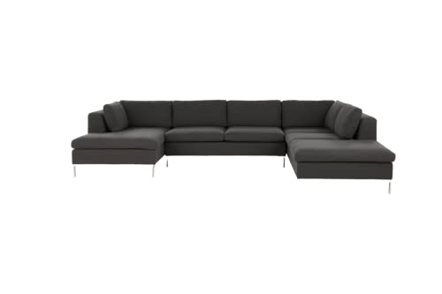 Image of Smith U Shape 7 Seater Corner RHS Fabric Sofa Set in Dark Grey Color for Living Room, Couch Sofa for Living Room, Seven Seater Sofa