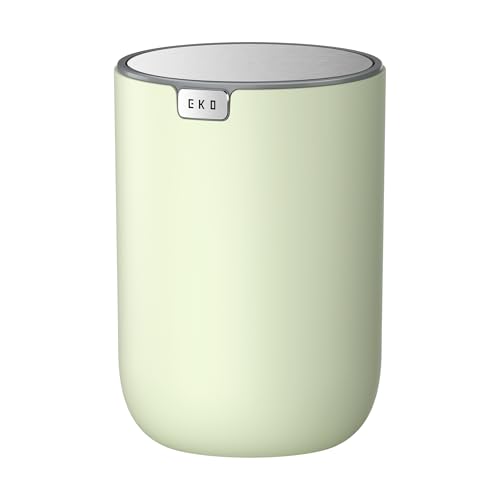 Image of EKO Fandy 0.4 Gal /1.5L Mini Tabletop Trash Bin with Swing-Lid, Desktop Trash Can for Bathroom Countertop, Vanity, Coffee or Office, Small Garbage Bin (Matcha)