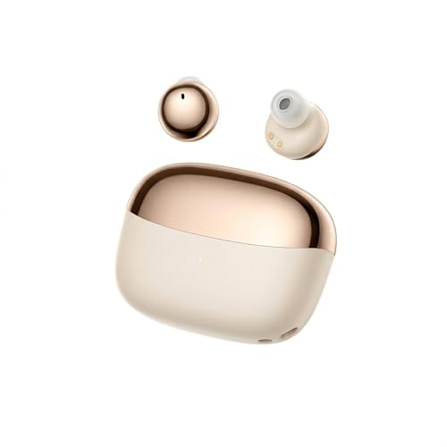Aesthetic Upgraded Wireless Earbuds 2-in-1 with Day & Night Modes, Bluetooth 6.0 Ultra-Mini Headphones, Built in Mics & HIfi Stereo Earphones, IPX5 Waterproof All in Comfortable Ear buds (Light gold)
