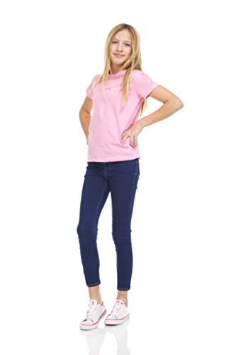 Image of Pink Angel Girls' 8-Pack Cotton T-Shirts - Crew Neck Short Sleeve Tees, Solid Color Multipack, Sizes 4-16