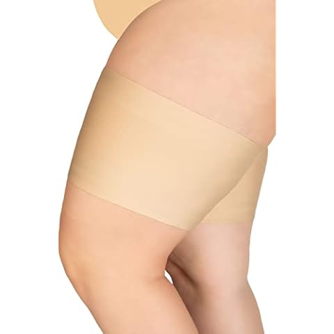 Annes styling Women elastic thigh bands anti-chafing prevent thigh rubbing satin and Satin lined protector anti-slip silicone Satin Natural XL Cover