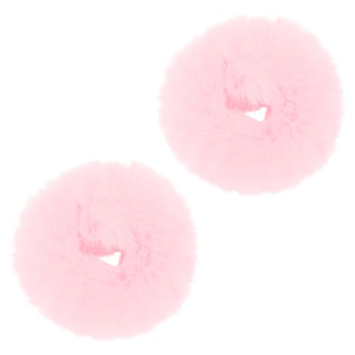 2 Pièces Chouchous à Cheveux en Fausse Fourrure de Lapin, Moelleux Élastiques à Cheveux, Queue de Cheval Accessoires pour Filles et Femmes (Rose)