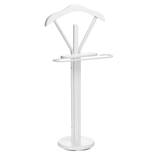 IDIMEX Valet de Chambre Matteo chevalet de Nuit Portant pour vêtements, Structure en métal et en Bois laqué Couleur Blanc