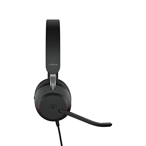 Image of Jabra Evolve2 40 PC Headset - Noise Cancelling Microsoft Teams Certified Stereo Headphones with 3-Microphone Call Technology - USB-A Cable - Black