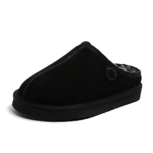 Image of Fireside by Dearfoams Women's Greta Genuine Shearling Clog Slippers, 100% Natural Suede Clogs for Outdoor & Indoor