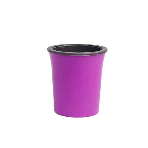 Image of Oslo Self Watering Pots | Planters for Your Home Living Room Office Decor, Round Plastic 4.3 Inch Set of 3 (Mocca) (Purple)