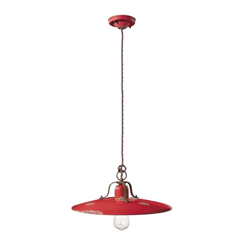 Suspension D.40 C1443 luminaire rouge vintage pour raviver une pièce sombre