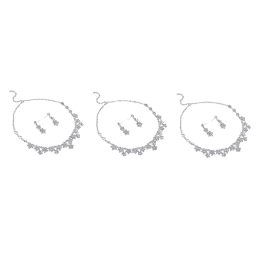 Conjunto de joyería nupcial ifundom con collar y pendientes de aleación y diamantes