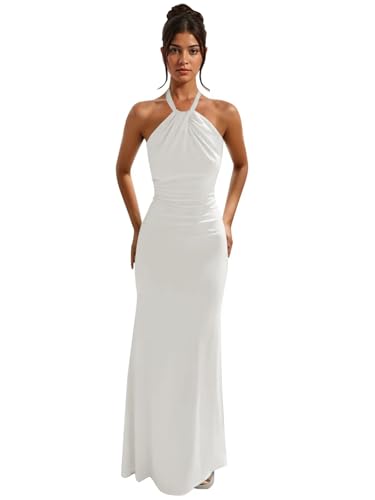 Halter Dress for Women Formal Spandex Trumpet Party Wedding Guest Dress Prom Gown