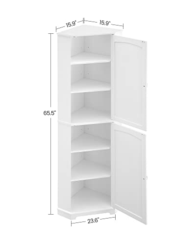 Vasagle Tall Corner Cabinet, Bathroom Storage Cabinet With 2 Doors And 4 Adjustable Shelves, For Bathroom, Kitchen, Living Room, Modern Farmhouse Design, White Ubbc541P31 #TOP2