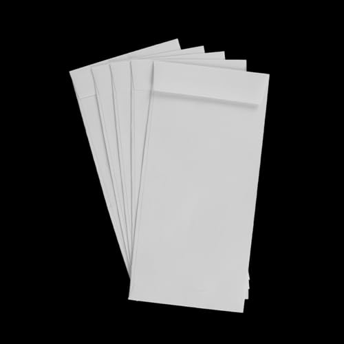 ACOLY 60 Stück 8,1 x 16,5 cm große selbstklebende Umschläge, doppelseitig klebend, Umschläge, Münzumschläge, zur Aufbewahrung, Münzen, Geldumschläge (weiß)