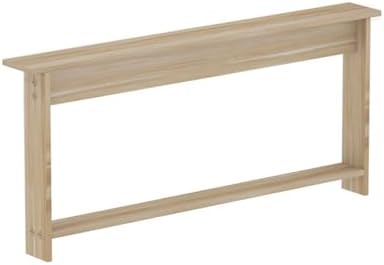 Extra Long Waterproof Solid Wood Bedside Shelf Rack - Narrow Storage Stand for Couch, Entryway, Buffet, Console - Teak Finish (100x10x65cm / 39x4x26in)