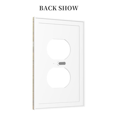 Decorative Outlet Covers Vintage White Flowers Birds on Golden Background 1 Gang Duplex Light Switch Cover Plate Unique Wall Plate Electrical Switch Plate Covers for Bedroom Decor