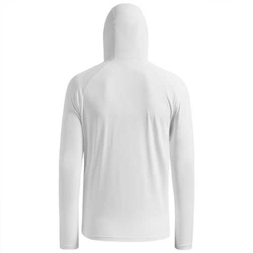 Image of Men's UPF 50+ Hoodie Shirt with Mask Long Sleeve Permanent UV Sun Protection Neck Gaiter Performance T for Outdoor