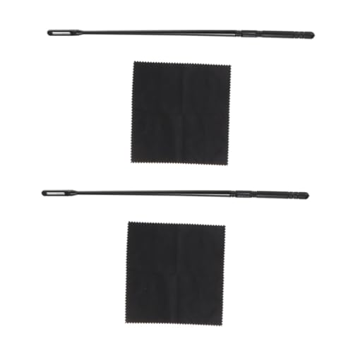TOGEVAL 2 Sets Flute Cleaning Supplies Set Includes Silk Swab Cleaning Rod and Tarnishing Cloth for Flutes and Piccolos