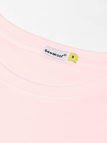 Image of Bewakoof Women's 100% Cotton Typography Boyfriend Fit Half Sleeve Round Neck T-Shirt | Casual wear | Streetwear | Oversized Tshirt for Woman Cotton| Baggy