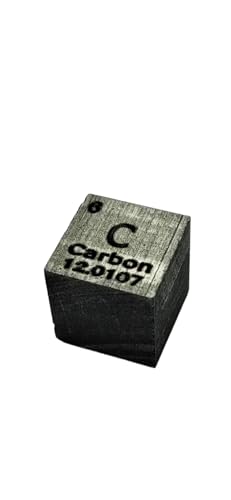 Cubos de elementos metálicos – Juego de cubos de densidad grabados con láser para una colección de tabla periódica de elementos (1, Carbono)