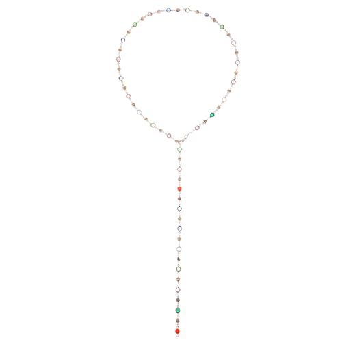 TIESOME Lange Halskette In Y Form Mit Strasssteinen Für Damen, Bunte Perlen Körperkette Für Festivals Partys Und Den Strand TIESOME Lange Halskette In Y Form Mit Strasssteinen Für Damen, Bunte Perlen Körperkette Für Festivals Partys Und Den Strand