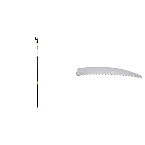 Fiskars 7.9-12 Foot ExtendableTree Pruning Stik Pruner (92406935K) & 93336966K 15 Inch Replacement Saw Blade (9333), Silver
