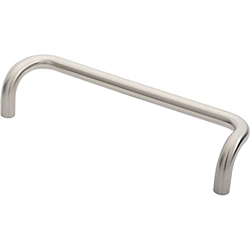 Image of Loops Cranked Door Pull Handle - 19mm Dia - 300mm Fixing Centres - Satin Steel | Tubular Design Pull Handle - Suitable for Lightweight Internal Doors - Cabinet, Wardrobe, Cupboard Door Handle