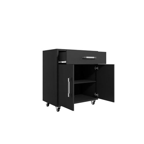 Image of Manhattan Comfort Eiffel Garage Work Station Cabinet Organizers and Storage, Set of 3, Matte Black
