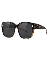 Meeloog Polarisierte Überzieh-Sonnenbrille für Damen Herren, Brillenträger, UV400 Schutz Sonnenbrille, Quadratische Sonnenbrille Fahren DEMST0110 (D1 Schildpatt-Rahmen/Schwarze Linse)