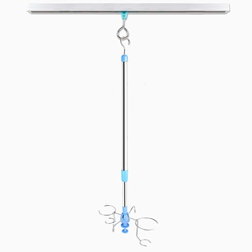 Potence pour perfusion en acier inoxydable robuste avec rail bleu de 150 cm de long
