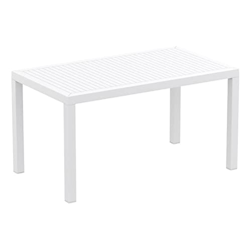 Compamia Ares 55" Resin Patio Dining Table In White, Commercial Grade #TOP30