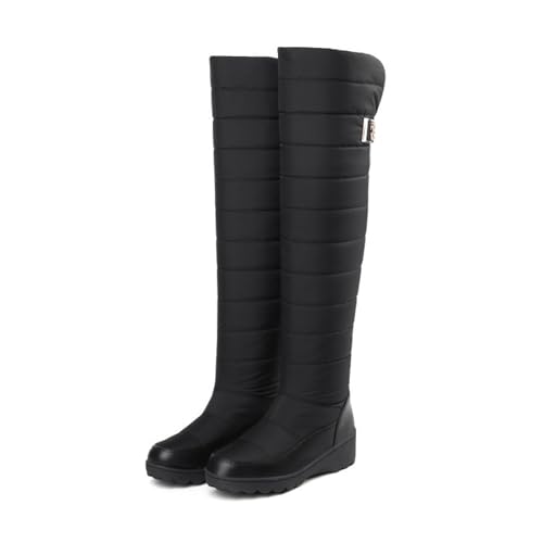 NEGYANME Women's Winter Warm Fur Lined Snow Boots Waterproof Rainproof Thick Sole Over The Knee Boots Suitable For Ice And Snow Days, Snow, Shopping (black,10)