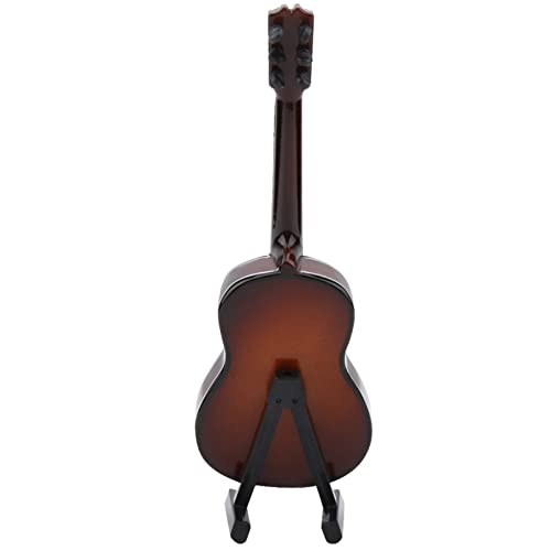 Miniatur Gitarre Modell Holz Musikinstrument mit Stand und Box Kinderzimmer Dekoration Kleine Handwerk Ornamente Wohnkultur (Braun 14cm)
