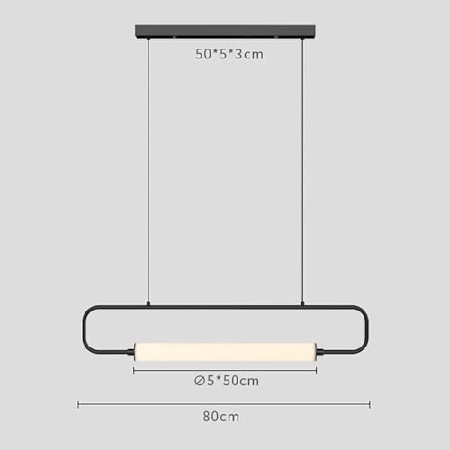 Lustre Moderne à Anneaux dorés - Suspension LED de 80 cm avec Abat-Jour en Acrylique pour îlot de Cuisine, Salle à Manger, entrée, Bureau et Bar. Lampe Suspendue linéaire élégante.