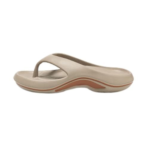 Women's Arch Support Flip Flops Comfortable Walking Sandals Soft Beach Slip On Slides Non Slip Summer Toe Post Slippers (Khaki, 5)