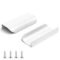 QZKJQDD 2 Stück Möbelgriffe Versteckter, Schrankgriffe Weiß, Geschwungener Türgriff, 80 mm Kleiderschranktürgriffe, modernes Aluminium, für Küchenschränke, Kleiderschrank, Bad (MattWeiß)