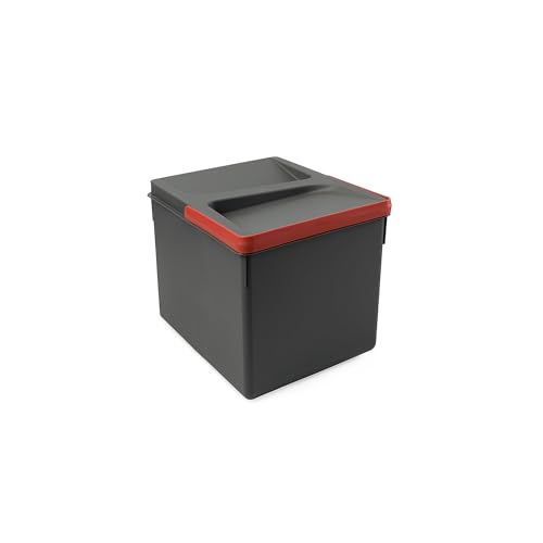 Emuca 8937023, waste sorting cut-out base, bin height 216mm with 12 litres capacity, Grey, H 216 mm (1x12L)