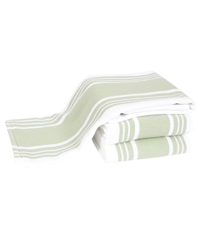 All-Clad Dual-Purpose Kitchen Towels: Highly Absorbent - 100% Cotton, 17"x30" Dish Towels for Cleaning & Drying Dishes & Glassware, 3-Pack, Fennel