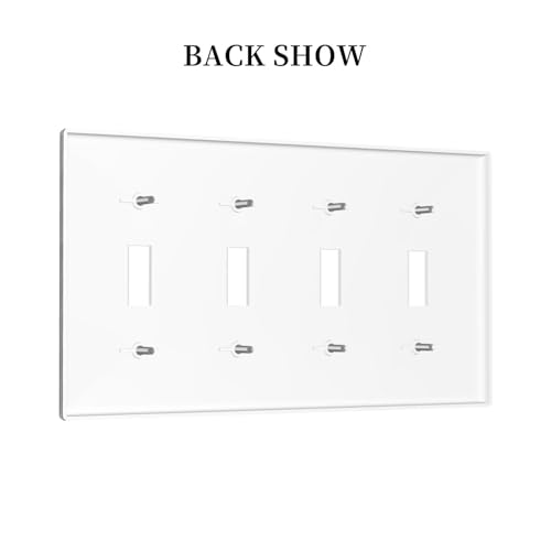 Decorative Switch Plate Covers Vintage Black Wood Plank Wooden Board 4 Gang Light Switch Cover Plate Quad Toggle Wall Plate Outlet Covers for Farmhouse Bedroom Home Decor