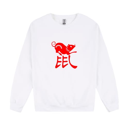Pull blanc homme signe chinois souris cadeau original anniversaire et fêtes