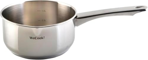 WECOOK Cazo Acero Inox 18/10, Ø 16 cm, 1,5 L, Inducción, Base Tricapa