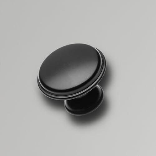 GTV Cento Knob Matt Black Diameter 28 mm Round Cabinet Knobs Kitchen Knobs Door Knob Drawer Handle Shell: Galvanised Painted - Image 2