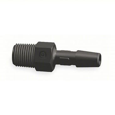 Eldon James A6-4BN Black Nylon Adapter Fitting, 3/8-18 NPT to 1/4" Hose Barb (Pack of 10)