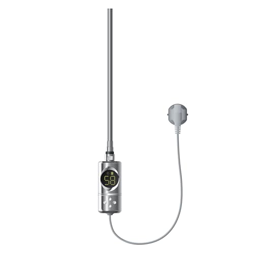 ML-Design Heizstab 1200W Chrom mit Thermostat und LCD Bildschirm, Elektronischer Temperaturregler und Timing-Funktion, Heizpatrone Heizelemente für Badheizkörper Heizungen, Elektroheizstab mit Stecker