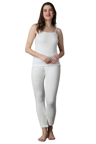 Image of Wearslim Women's Cotton Quilted Winter Lightweight Thermal Underwear, Long Johns Bottom and Spaghetti Set with Fleece Lined Soft Warmer