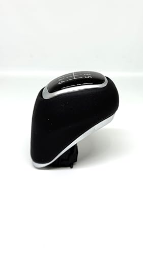 Image of Genuine Leatherise Gear Lever Knob for Hyundai Verna /Venue Black with Silver Ring 6Gear 43711F2300VCS