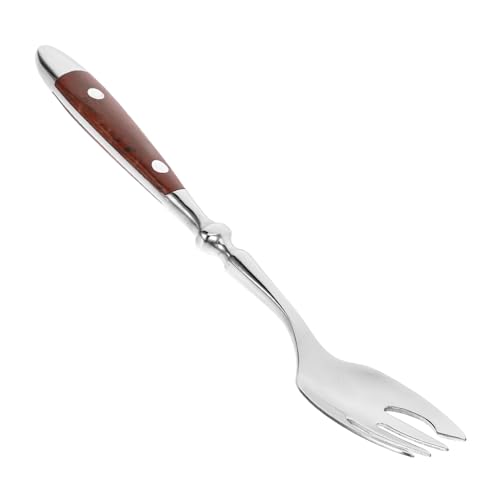 Unomor Stainless Steel Salad Fork Wooden Handle Pink Cutlery Set for Fruit Cake Desserts and Appetizers Suitable for Family and Events