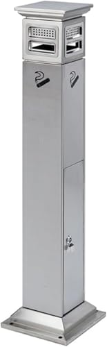 ZCEDZYSW Bote de basura para exteriores, grande, de acero inoxidable, columna de ceniza, área de fumar, cenicero vertical público, humo (B)