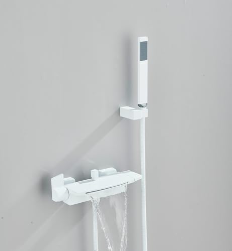Robinet cascade mural blanc Ari avec étagère et mitigeur monocommande - 3